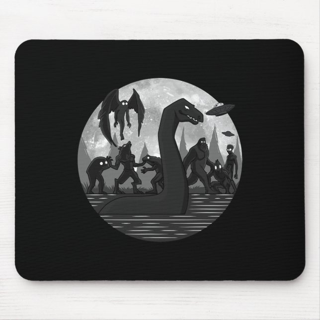 Mousepad Mothman Bigfoot Loch Ness Monster Aliens Ufo Diver (Frente)