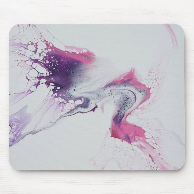 Mousepad Motif abstrait rose blanc violet. (Frente)