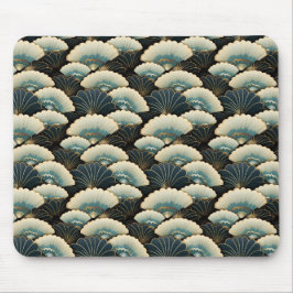 Mousepad Motif de Ventilador Dourado e Teal, inspirado no J