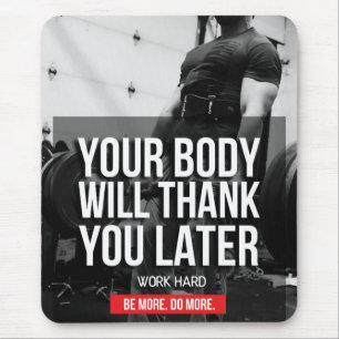 Mousepad Motivação de Gym de Workout - Duro de Trabalho