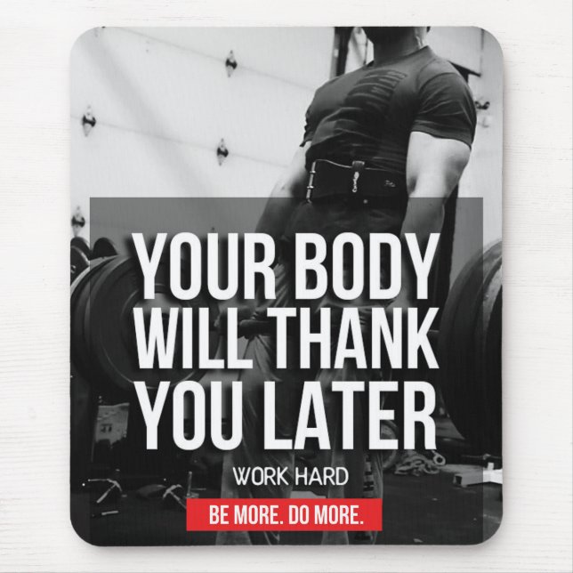 Mousepad Motivação de Gym de Workout - Duro de Trabalho (Frente)