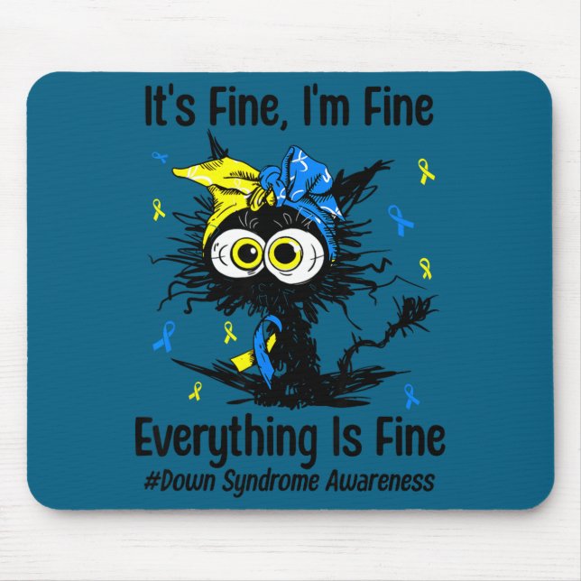 Mousepad Motivational down syndrome awareness cat t21 (Frente)
