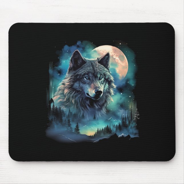 Mousepad Motivos de caça ao lobo das cinzas Galáxia da Lua  (Frente)