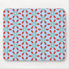 Mousepad motivos florais em azul verde padrão geométrico de
