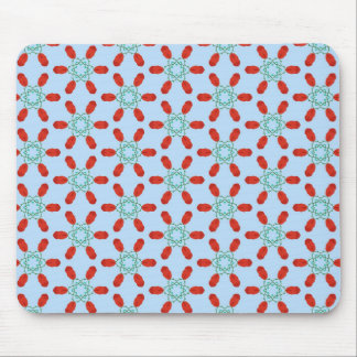 Mousepad motivos florais em azul verde padrão geométrico de