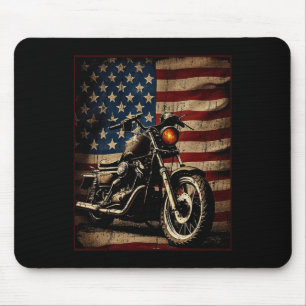 Mousepad Motocicleta Bandeira EUA Retro Biker