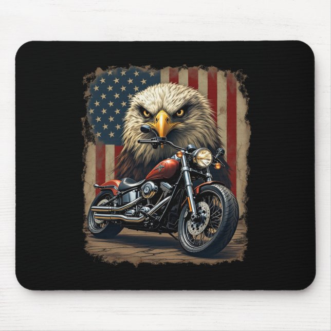 Mousepad Motocicleta Bandeira EUA Retro Biker Chopper  (Frente)