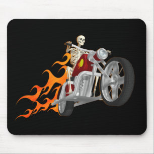 Mousepad Motociclista & chamas de esqueleto: