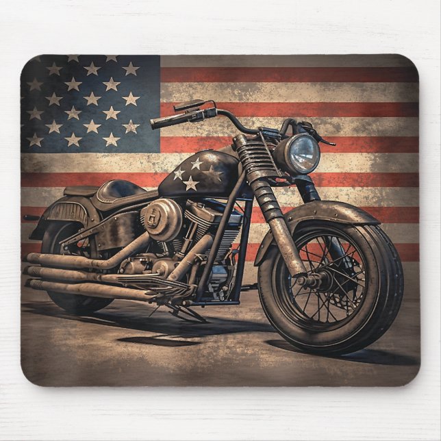Mousepad Motorcycle USA Flag Biker (Frente)