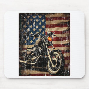 Mousepad Motorcycle USA Flag Biker