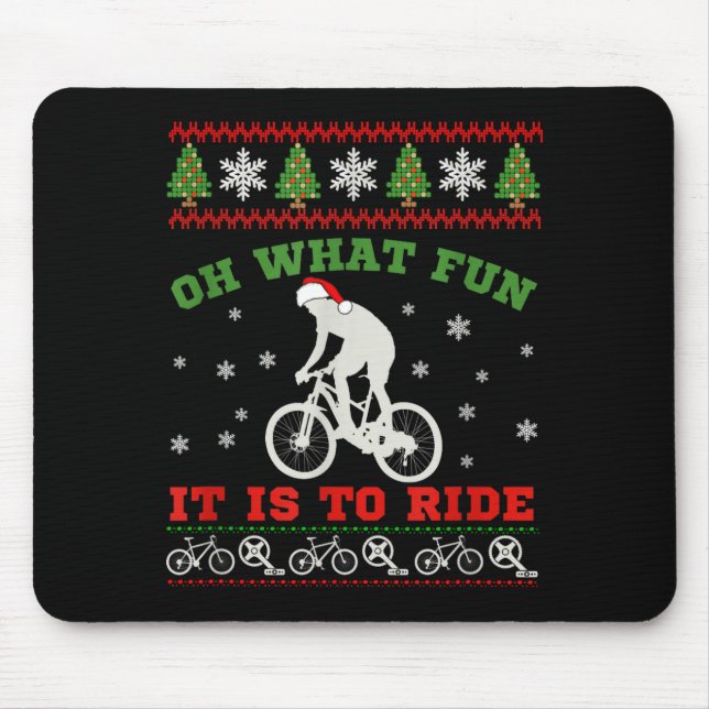Mousepad Mountain Bike Rider, Oh What Fun Christmas Ugly Sw (Frente)