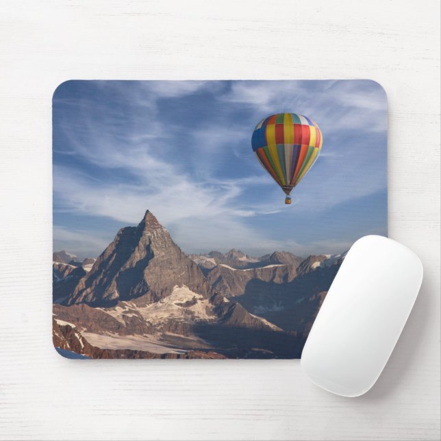 Mousepad Mountains | Hot Air Balloon Matterhorn Swiss Alps (Com mouse)