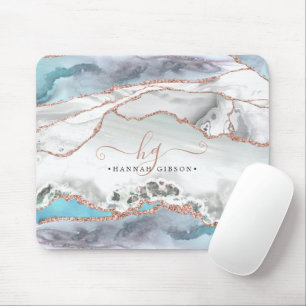 Mousepad Mous Monograma do Script Glitter Dourado com Rosa