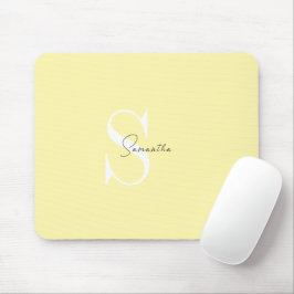 Mousepad Mouse Amarelo Pastel Personalizado com Iniciais