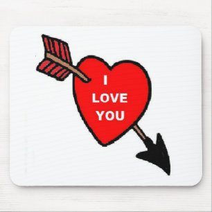 Mousepad Mouse Arrow Através Do Coração Vermelho, Eu Te Amo