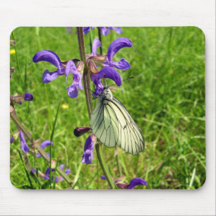 Mousepad Mouse branco-borboleta preto