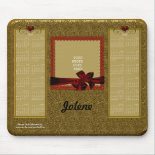 Mousepad Mouse Calendário 2014-2015 DOURADO com Corações