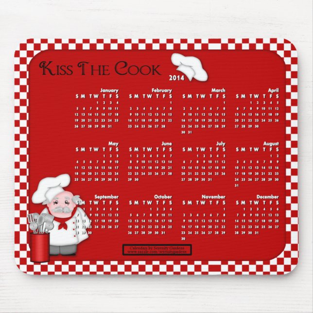 Mousepad Mouse Calendário 2014 Beija-Pad O Cook (Frente)