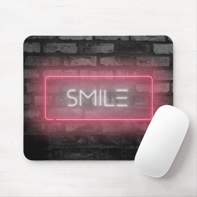 Mousepad Mouse com Sinal de Neon Rosa SMILE (Com mouse)