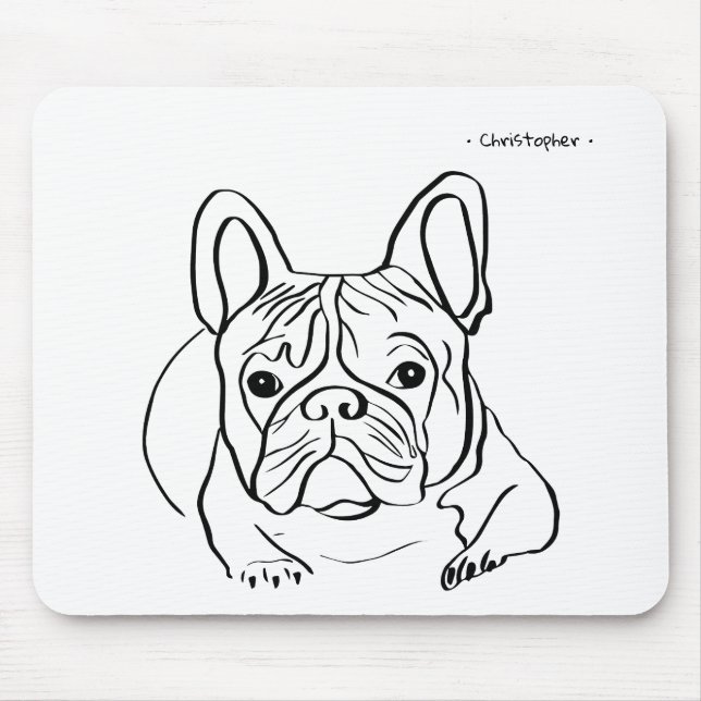 Mousepad Mouse de Arte de Linha Bulldog Personalizável (Frente)