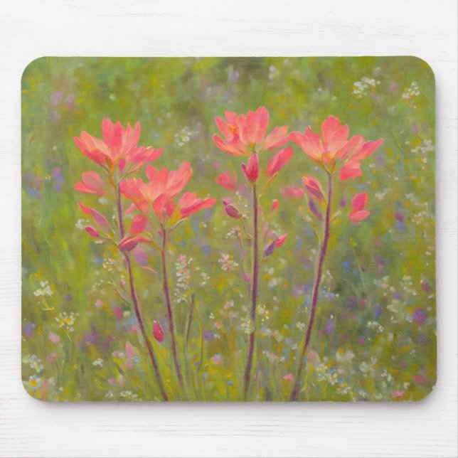 Mousepad Mouse de Arte Rosa-Rosa-Pinheiro-Pincel-Indiano (Frente)