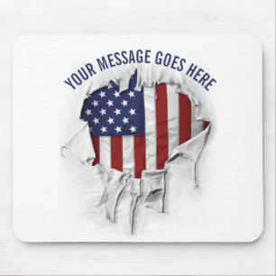 Mousepad Mouse de Bandeira Americano Destruído, Raspado e