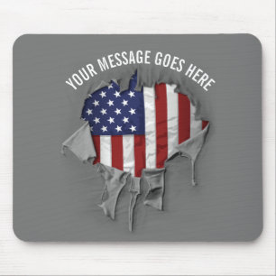 Mousepad Mouse de Bandeira Americano Destruído, Raspado e