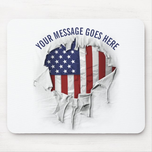 Mousepad Mouse de Bandeira Americano Destruído, Raspado e R (Frente)