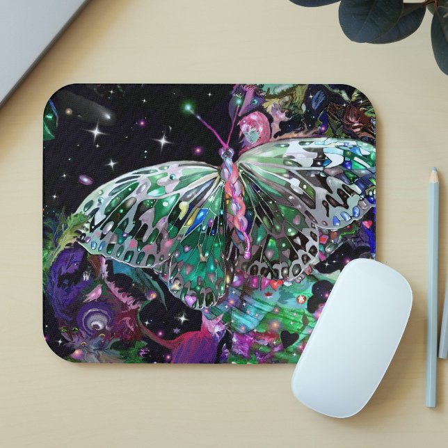 Mousepad Mouse de borboleta de esperança verde (Criador carregado)