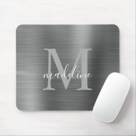 Mousepad Mouse de Cinza de Prata Metálica Mínimo Elegante B
