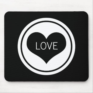 Mousepad Mouse de Coração Sonora, Preto e Branco