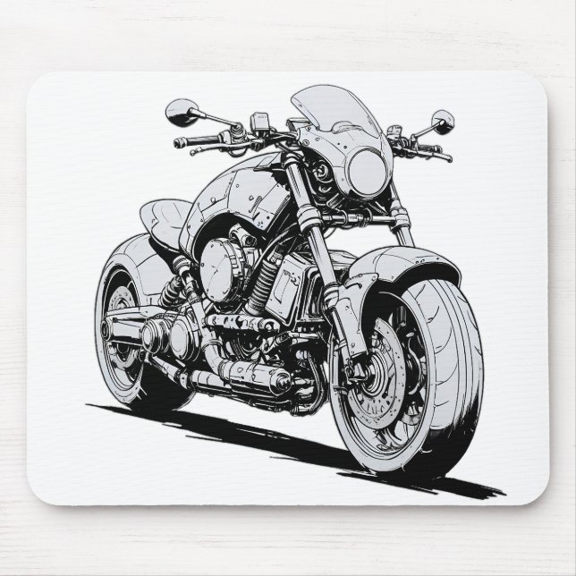Mousepad Mouse de Desenho de Tinta de Motocicleta Cyberpunk (Frente)