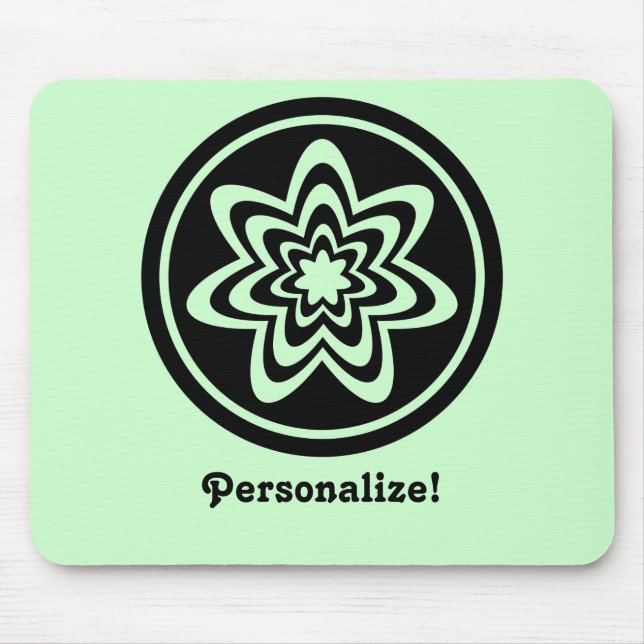 Mousepad Mouse de explosão floral, preto (Frente)