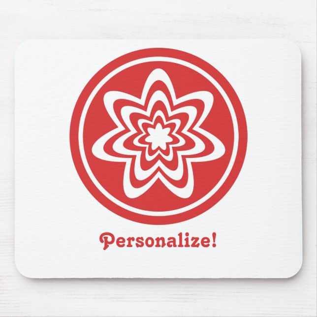 Mousepad Mouse de explosão floral, vermelho brilhante (Frente)