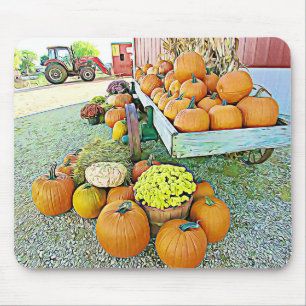 Mousepad Mouse de outono com Pumpkin Stand Autumn Display