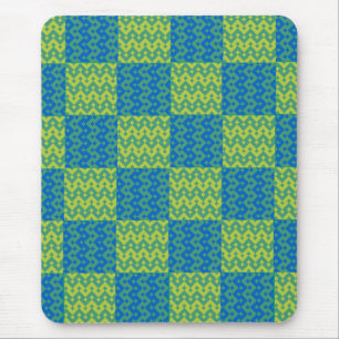 Mousepad Mouse de retalhamento, geométrico azul e verde