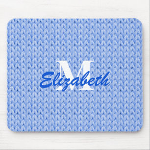 Mousepad Mouse de Textura Azul com Mouse com Monograma