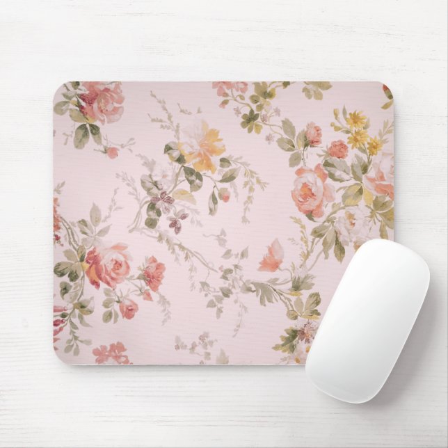Mousepad Mouse de Wallpaper Floral, Rosa, antigo, (Com mouse)
