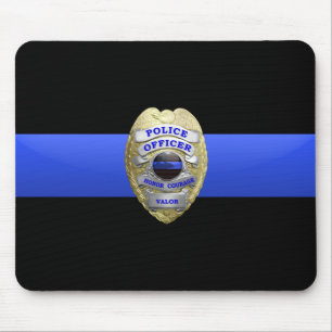 Mousepad Mouse do Crachá da Polícia de Linha Azul fina