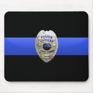 Mousepad Mouse do Crachá da Polícia de Linha Azul fina