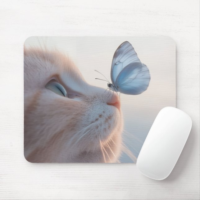 Mousepad Mouse Elegante Gato Lover com Design de Borboleta (Com mouse)