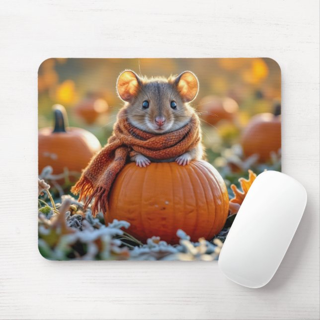 Mousepad Mouse em uma abóbora de outono (Com mouse)