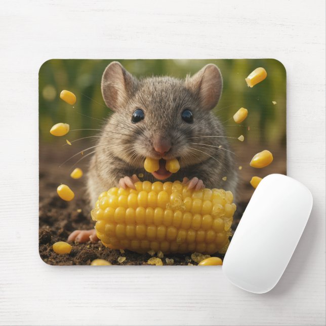 Mousepad Mouse Enjoying an Ear of Corn (Com mouse)