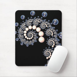Mousepad Mouse espiral de marfim e pérolas azuis