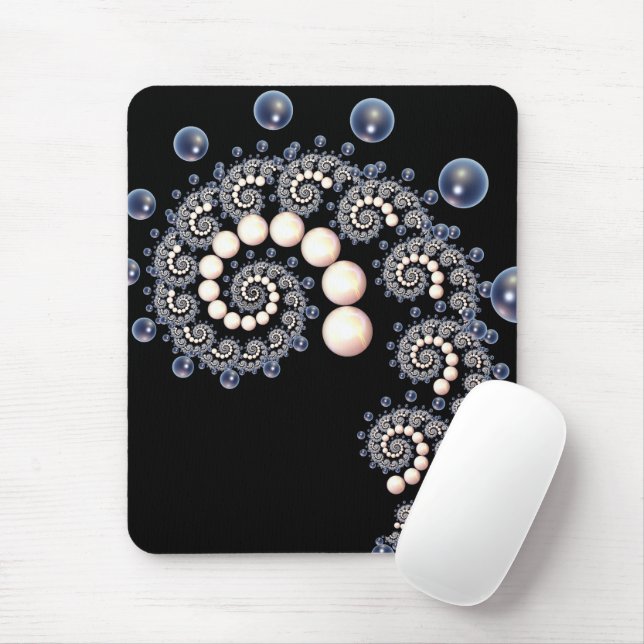 Mousepad Mouse espiral de marfim e pérolas azuis (Com mouse)