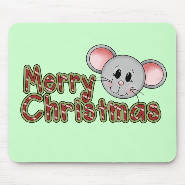 Mousepad Mouse Feliz Camisetas de Natal e presentes (Frente)