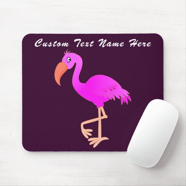 Mousepad Mouse Flamingo rosa com cores de texto personaliza (Com mouse)