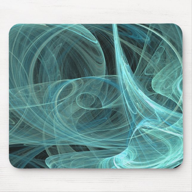 Mousepad Mouse Fractal Teal e Preto (Frente)