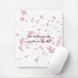 Mousepad Mouse Inspirador Mínimo, Rosa e Branco