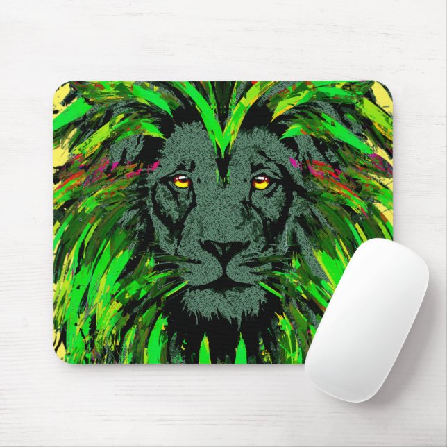 Mousepad Mouse Lion Verde - Desenho Do Retrato Lion (Com mouse)